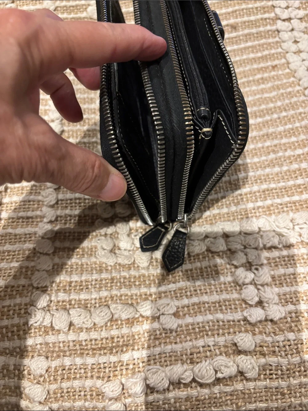 Dooney & Bourke Black Pebbled Leather Zip Card Holder
